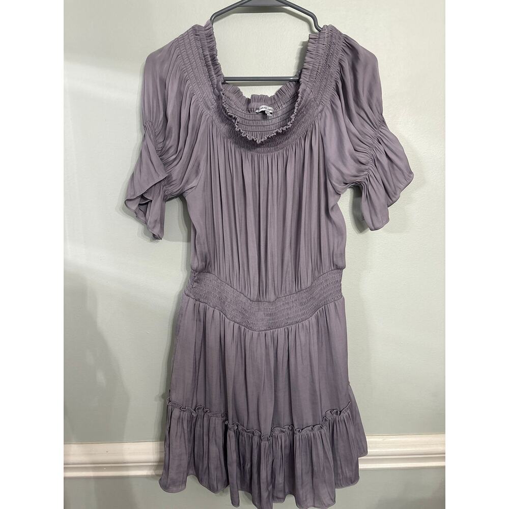 Naked Zebra Smocked Ruffle Mini Dress Lavender Size Large